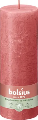 Produktbild von Bolsius Rustik Stumpenkerze rosa blüte, Höhe: 19 cm, Ø 6,8 cm