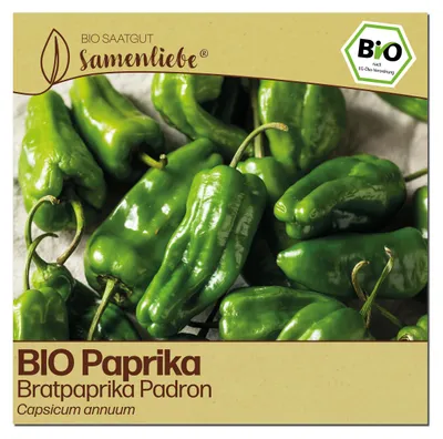 Produktbild von Samenliebe  Paprika Samen | Padron - grün & mild scharf & klein - samenfestes  Saatgut