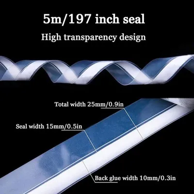 Transparente selbstklebende Fensterdichtungsstreifen, Zugstopper schalldichte wasserdichte Klebeband - 5 Meter.