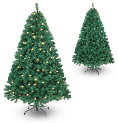 Immagine prodotto di Albero di Natale Ikodm, altezza 180 cm, con illuminazione LED, 250 luci bianche calde, 860 punte, albero di abete artificiale con base in metallo