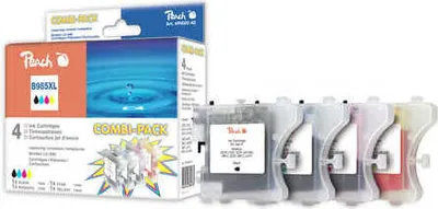 Produktbild von Peach B985 bk, c, m, y Spar Pack Tintenpatronen, Schwarz, Cyan, Magenta, Gelb, 4 Stück(e), Multipack