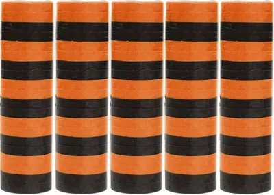 Produktbild von 1 Rolle Papier Luftschlangen orange schwarz Halloween | schwer entflammbar