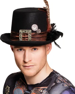 Produktbild von B54501 schwarz Herren Steampunk Hut Barock Zylinder