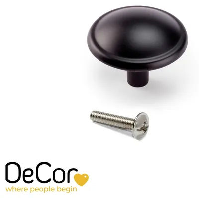 Produktbild von Emuca Lot von 25 Möbelknopfe Massanassa, Durchmesser 32mm, Zamak, Schwarz