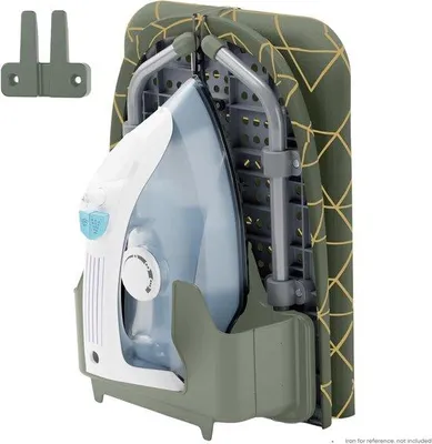 Produktbild von Xabitat Bügelbrett mit Wandhalterung, D-Crease Funktion, kompakt zusammenklappbar, Mini-Waschraum, Bügeleisenhalter, Grün, ideal für Zuhause, Camping usw