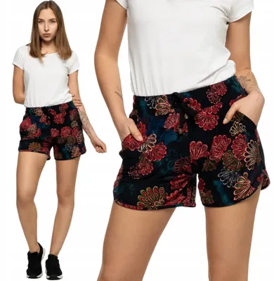 Produktbild von Bequeme und stylische Damen-Shorts mit Ethno-Blumenmuster, MORAJ XXL, PATT1