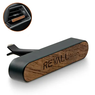 Produktbild von REVALL® Auto-Parfumhalter mit 2 Düften – Autoduft - 100% Walnussholz - Auto Lufterfrischer – Duftspender