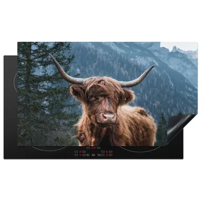 Produktbild von KitchenYeah© Herdabdeckplatte Berge - Winter - Schottische Highlander , 90x52cm, Küche Deko, Glaskeramikkochfeld Herdabdeckung, Abdeckplatte fùr Kochfeld