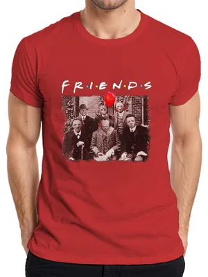 Zdjęcie produktu dla FRIENDS Horror Halloween Slasher Masken Pennywise Jason Freddy Herren T-Shirt, Rot, M