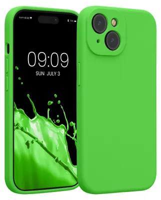 Produktbild von kwmobile Hülle kompatibel mit Apple iPhone 15 - Hülle Silikon gummiert - Handyhülle - Handy Case in Limettengrün