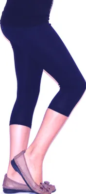 Produktbild von Kinder Mädchen Hose Leggings Leggins Capri 3/4 kurz Knie blickdicht Baumwolle Dunkelblau 146