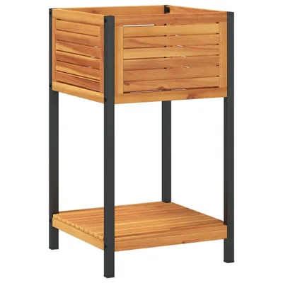 Immagine prodotto di vidaXL Fioriera con ripiano 45x45x80 cm in legno massiccio di acacia e acciaio