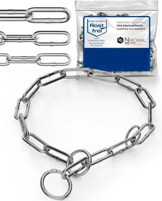 Productafbeelding van SnelShoppen - RVS Kettinghalsband voor Hondentraining met Trekstop, RVS Hondenketting, Lange schakels, 4 mm Dikte, 45 cm Lengte, Hondenn Halsketting m