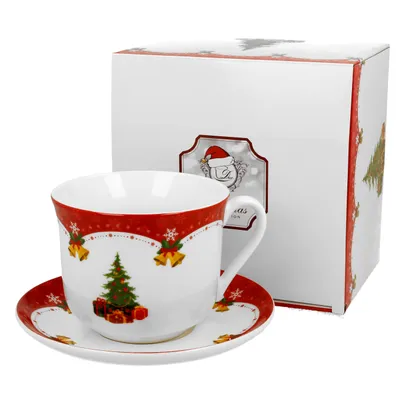Produktbild von Weihnachtstasse Tasse Becher PORZELLAN Kaffeebecher Teebecher Untertasse 460 ml