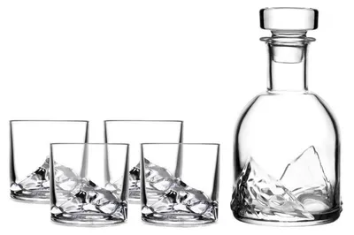Obrázek produktu pro Sada sklenic a lahve na whisky LIITON L20900, 1 L, 230, 250, 260, 280 ml, 5 dílů, zesílené stěny, 3D dno ve tvaru hrotu, průhledná