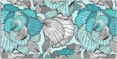 Produktbild von Schreibtischmatte Tischunterlage 90x45 cm Mauspad - Doodle-Blumen