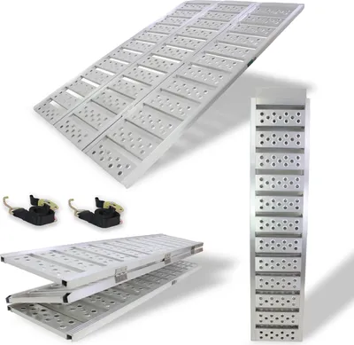 Produktbild von DREIBREIT by TRUTZHOLM 3-fach Auffahrrampe klappbar 175cm Tragkraft 1020kg Alu grau gelocht gerillt Verladerampe Rampe