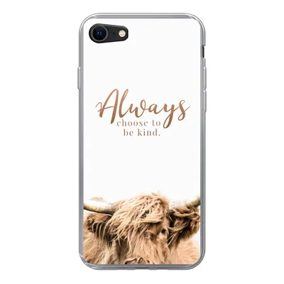 Produktbild von MuchoWow® Handyhülle Schutzhülle Hülle für iPhone 7 Schottischer Highlander - Zitate - Weiß Silikon Softcase Handy Hülle - Kartenhalter