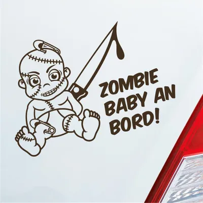 Produktbild von Auto Aufkleber Zombie Baby an Bord on Tour witzig 30x20 cm Braun Sticker Heckscheibenaufkleber