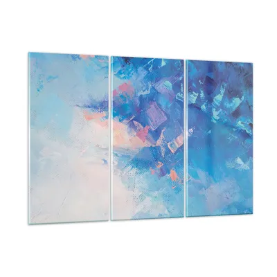Produktbild von Bilder auf glas - 3 Teile - Abstraktion blau gemalt - 165x110cm - Glasbilder - Wandbilder - Bilder - zum Aufhängen bereit - Wanddekoration aus Glas - Glas Bilder - Wandbild auf Glas - GCE165x110-4570