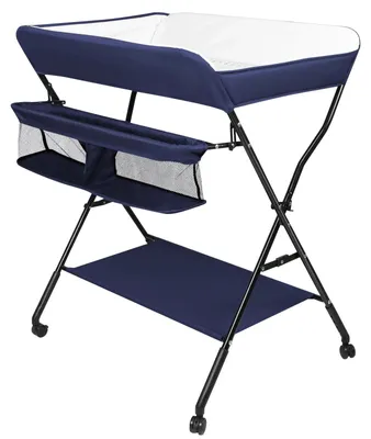 Image de Table à langer, réglable en hauteur sur 4 niveaux, pliable, bleu