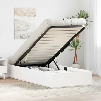 Obrázok produktu pre Maison Exclusive – Rám postele v osmanskom štýle s úložným priestorom, biela, 75 x 190 cm