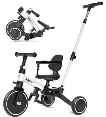Image de Tricycle d'apprentissage multifonctionnel 5-en-1, avec hauteur de siège réglable, pédales amovibles, pour les enfants de 1 à 4 ans
