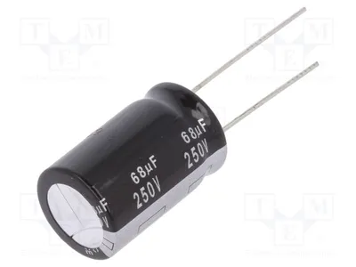 Produktbild von 1x Kondensator: elektrolytisch 250VDC 68uF Ø16x25mm THT ±20% EEUEB2E680 Elektroly