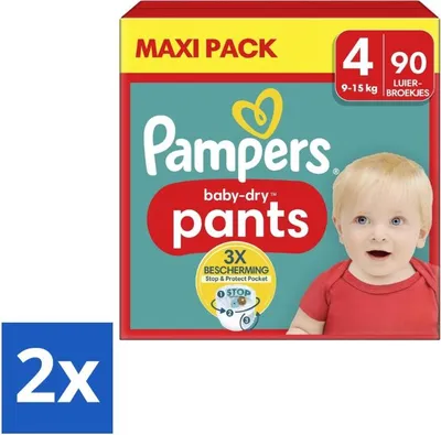 Obrázek produktu pro Pampers – plenkové kalhotky – suché kalhotky pro miminka velikost 4 – 90 plen – výhodné balení – 2 kusy