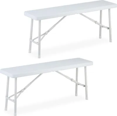 Produktbild von 2er Set Klappbare Bierbänke, 1 Meter breit, Holzoptik, für Outdoor-Events