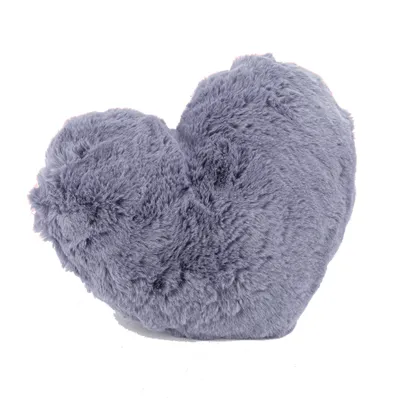 Produktbild von heimtexland ® Fell Dekokissen Plüsch Herz Kuschelkissen XL Flanell Kissen 30x40 Herzkissen Geschenk Typ901 anthrazit grau