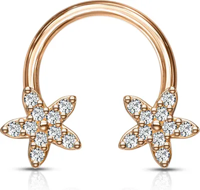 Produktbild von viva-adorno 1,2 x 8mm Hufeisen Piercing Front Kristall Stern Zirkonia Septum Nase Ohr Sterne Z549, rosegold