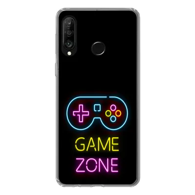 Produktbild von MuchoWow® Handyhülle Schutzhülle Hülle für Huawei P30 Lite Controller - Spiel - Neon - Schwarz - Zitate - Spielzone Silikon Softcase Handy Hülle - Handyhülle