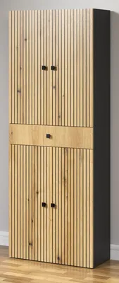 Produktbild von Badezimmer Hochschrank "Bliss" Evoke Eiche und grau Badschrank 70 x 186 cm
