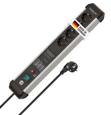 Produktbild von Brennenstuhl 1391010400, 3 m, Drinnen, Abgewinkelt, IP20, Schwarz, Silber, 4 AC-Ausgänge