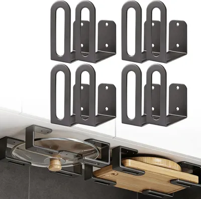 Produktbild von Küchenregal 8 Stück Metall-Schneidebretthalter, Deckelhalter, Küchenregal, verstellbar | Topfdeckelhalter, Multifunktions-Küchen-Organizer, Hängeregal