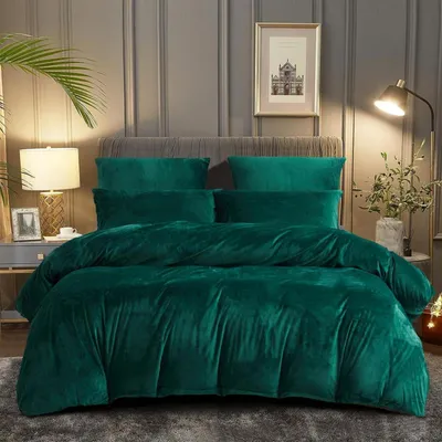 Obrázek produktu pro Souprava povlečení 200x200 cm, zelená, tmavě zelená, mikrovlákno, 2 povlaky na polštáře 80x80 cm