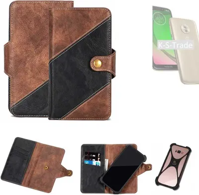 Produktbild von K-S-Trade Handyhülle Schutzhülle Bookstyle Case kompatibel mit Motorola Moto G7 Play Klapphülle Cover Hülle Schutztasche 1x