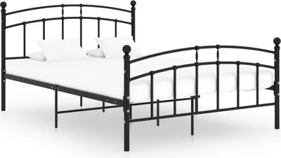 Image de Cadre de lit sans matelas noir métal 200x200 cm