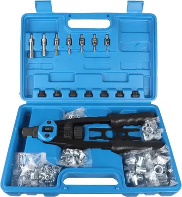 Produktbild von Nietmutternzange Set 110-tlg - Handnietmutternzange - M5 M6 M8 M10 M12 - Schwerlast manuell - Für Heimwerker - Blau