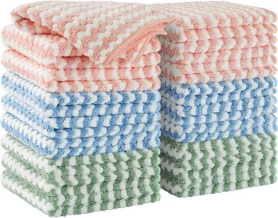 Produktbild von Mikrofaser-Reinigungstuch, saugf?hig, streifenfrei, fusselfreie Lappen fš¹r die Reinigung, Wiederverwendbare und waschbare Korallensamt-Geschirrtš¹cher zum Trocknen von Geschirr, 18 Stš¹ck