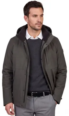 Produktbild von Grüner wasserfester Parka mit Kapuze und Brusttasche