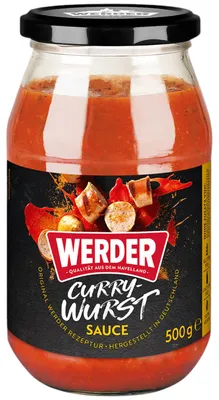 Produktbild von Werder Currywurst Sauce 500g Glas Feinkost Wurst Ketchup Grillen BBQ