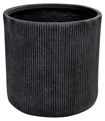 Produktbild von Blumentopf Ton und Glasfaser grau rund 45 x 45 x 45 cm mit Rillen modern Oreoi