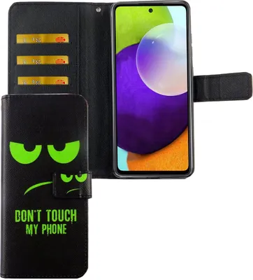 Produktbild von Samsung Galaxy A72 5G Tasche Handy Hülle Schutz-Cover Flip-Case mit Kartenfach Don't touch my phone