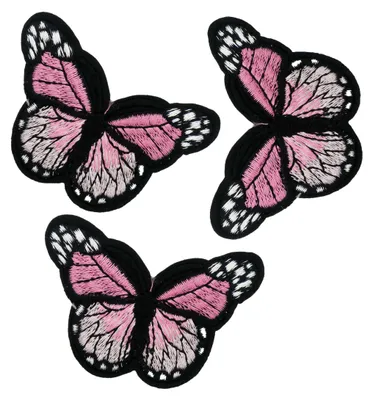 3 Schmetterling Aufbügler, Applikation rosa
