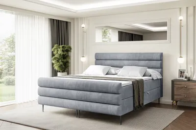 Produktbild von ALTDECOR Boxspringbett mit Schwarz Füßen, Matratze und Lattenrost, Topper, Fußteil, Polsterbett mit Bettkasten, Bett mit Stauraum H4-Matratze - CELESTIA-FC-Z - 160x200 - Grau Casablanca
