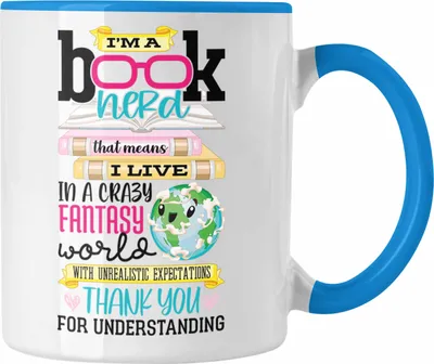Produktbild von Trendation - Leseratte Geschenk Tasse I'm A Book Nerd Bücher Lesen Bücherwurm Geschenk Spruch Lesen (Blau)