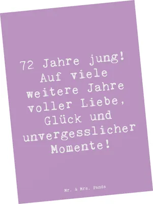 Produktbild von Mr. & Mrs. Panda Grußkarte Spruch 72. Geburtstag Freude - Lavendeltraum - Geschenk, bildkarte, Jubilar, Postkarten, Ansichtskarten, Happy Birthday, wertschätzen, Alter
