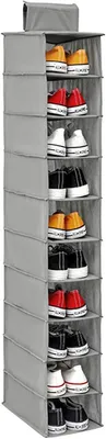 Productafbeelding van Hanging Schoenenorganizer - 10-laags - Zwaar en niet-geweven - Opvouwbaar - Zuinig - Kleding - Hoed en handtas - Grijs
